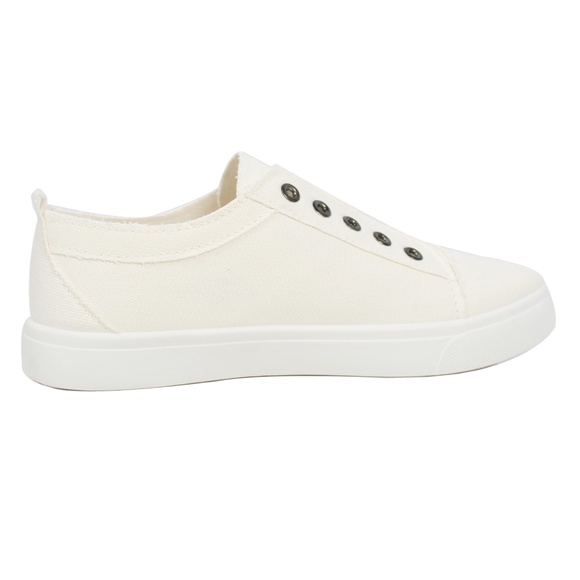 White Canvas Laceless Slip On Sneaker - Picture 2 of 6